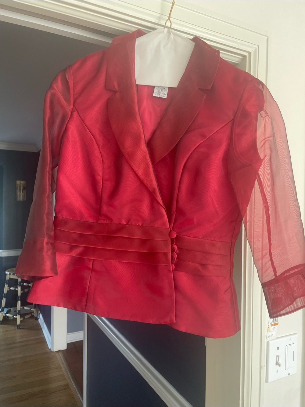 Women’s satin Blazer opaque sleeves nwt! Cranberry mother of the bride Sz Small